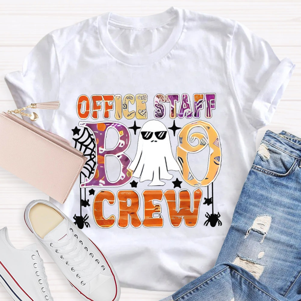 Office Staff Boo Crew Colorful Font Halloween T-shirt