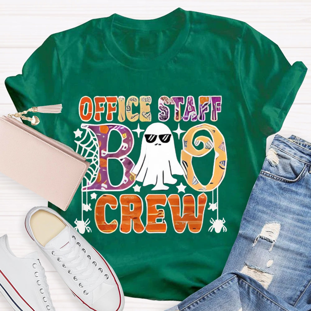 Office Staff Boo Crew Colorful Font Halloween T-shirt