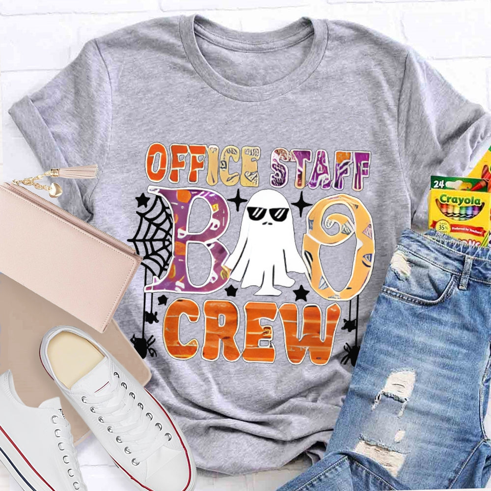 Office Staff Boo Crew Colorful Font Halloween T-shirt