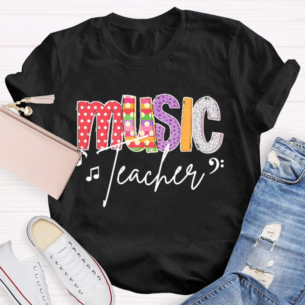 Music Teacher Colored Polka Dots T-shirt