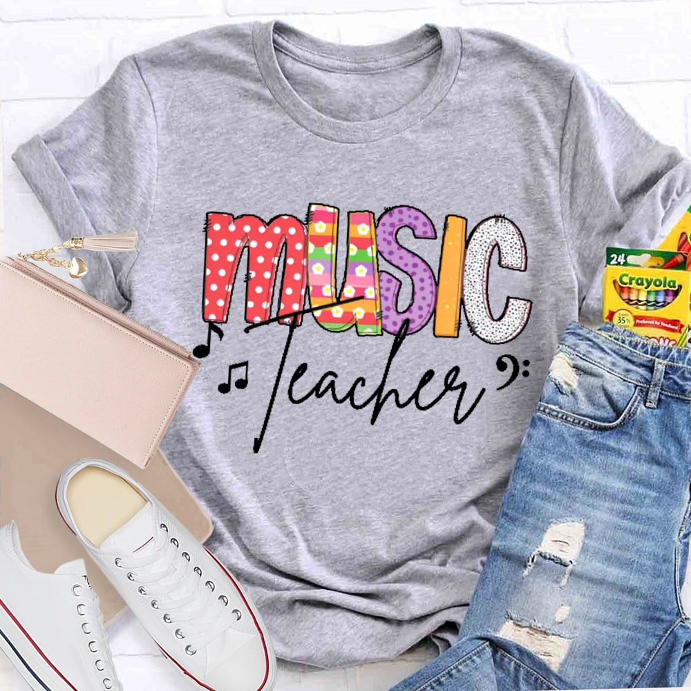 Music Teacher Colored Polka Dots T-shirt