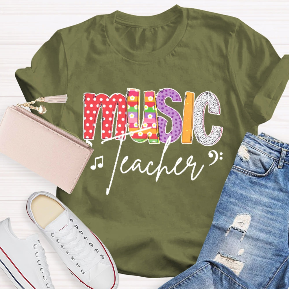 Music Teacher Colored Polka Dots T-shirt