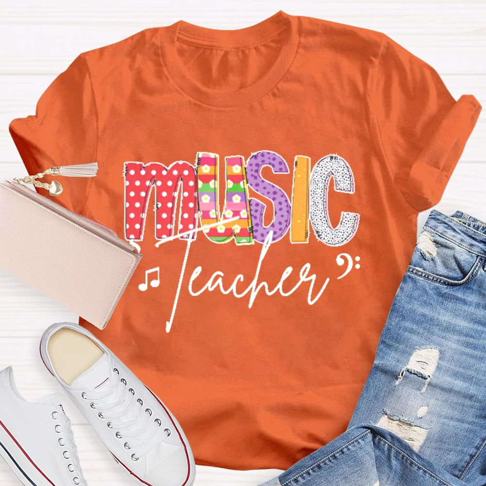 Music Teacher Colored Polka Dots T-shirt