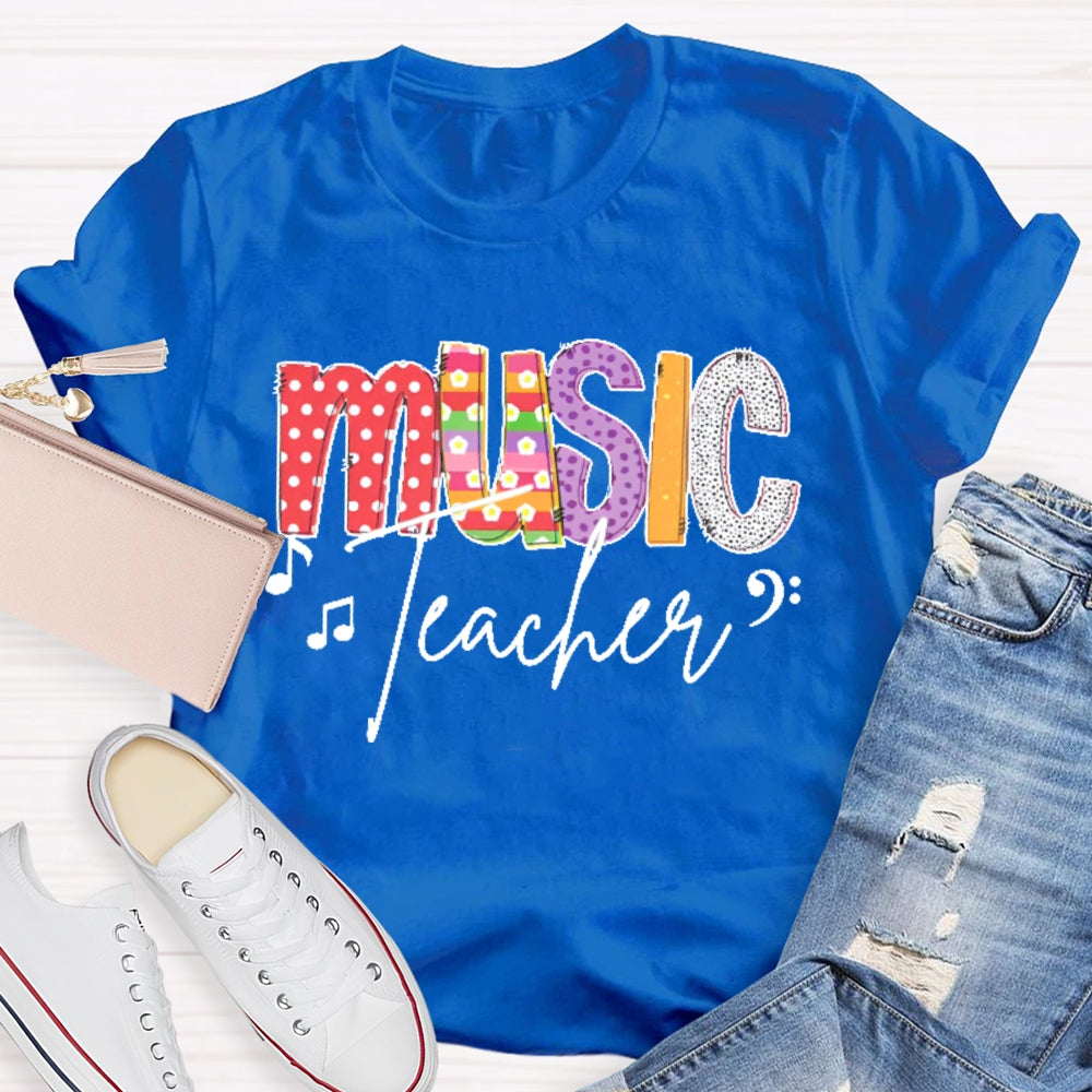 Music Teacher Colored Polka Dots T-shirt