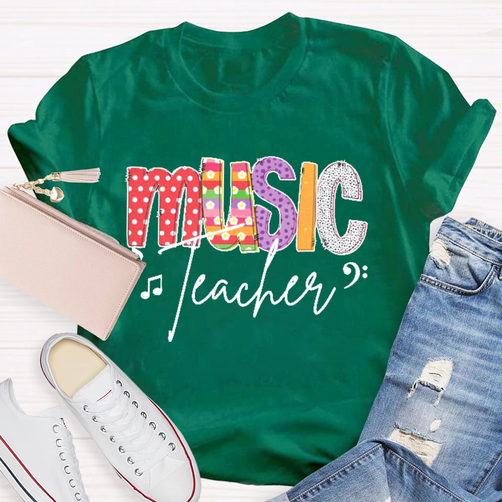 Music Teacher Colored Polka Dots T-shirt