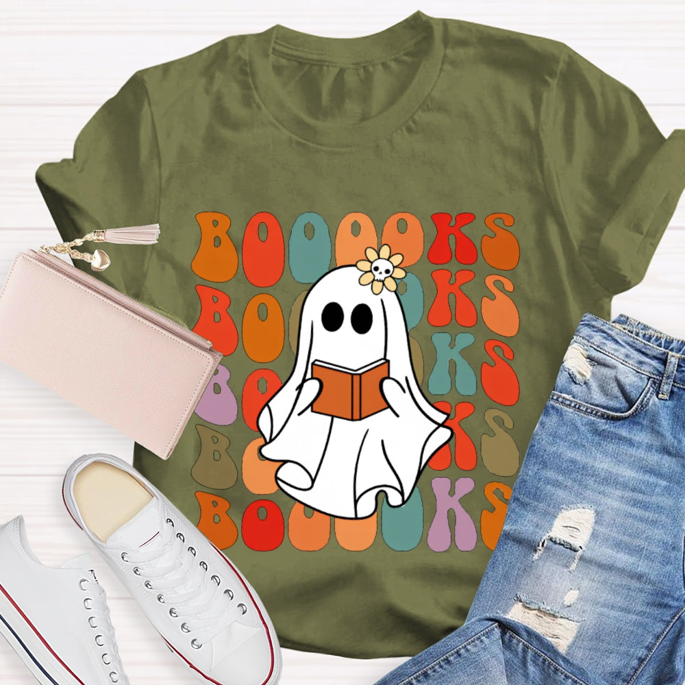 A Cute Ghost Reading A Book T-shirt