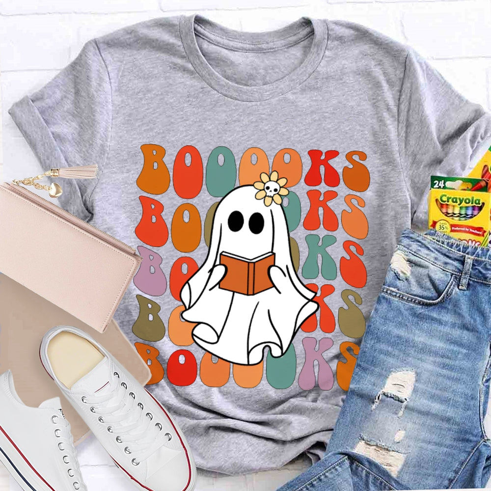 A Cute Ghost Reading A Book T-shirt