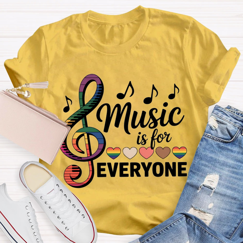 Music Is For Everyone Colorful Hearts And Musical Notes T-shirt