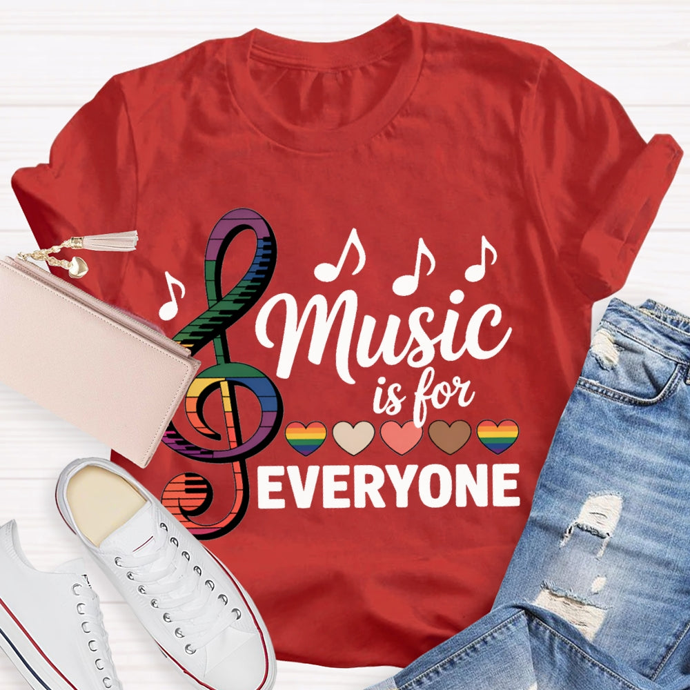 Music Is For Everyone Colorful Hearts And Musical Notes T-shirt