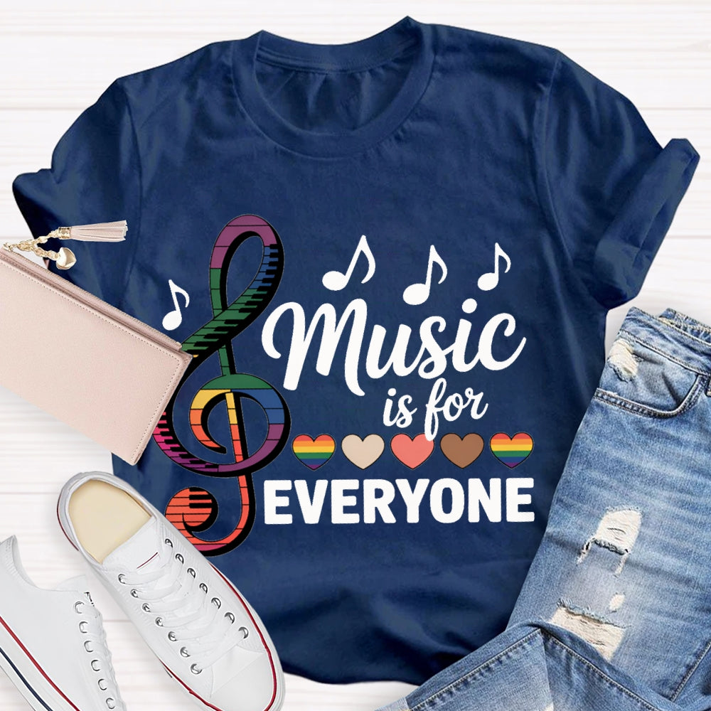 Music Is For Everyone Colorful Hearts And Musical Notes T-shirt