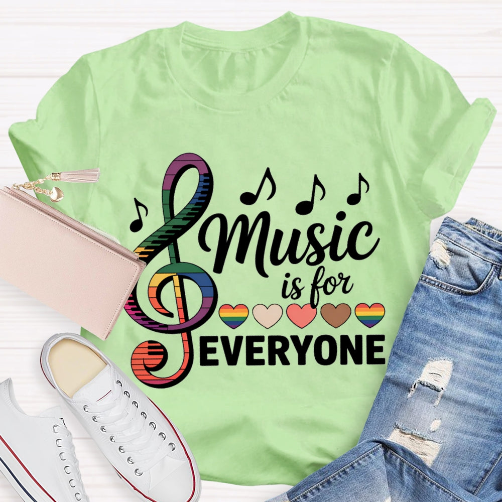Music Is For Everyone Colorful Hearts And Musical Notes T-shirt