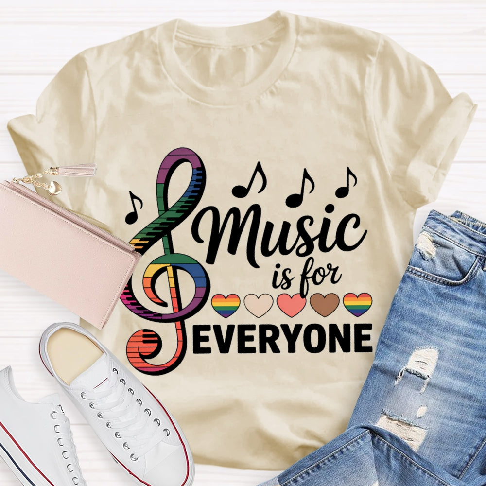 Music Is For Everyone Colorful Hearts And Musical Notes T-shirt