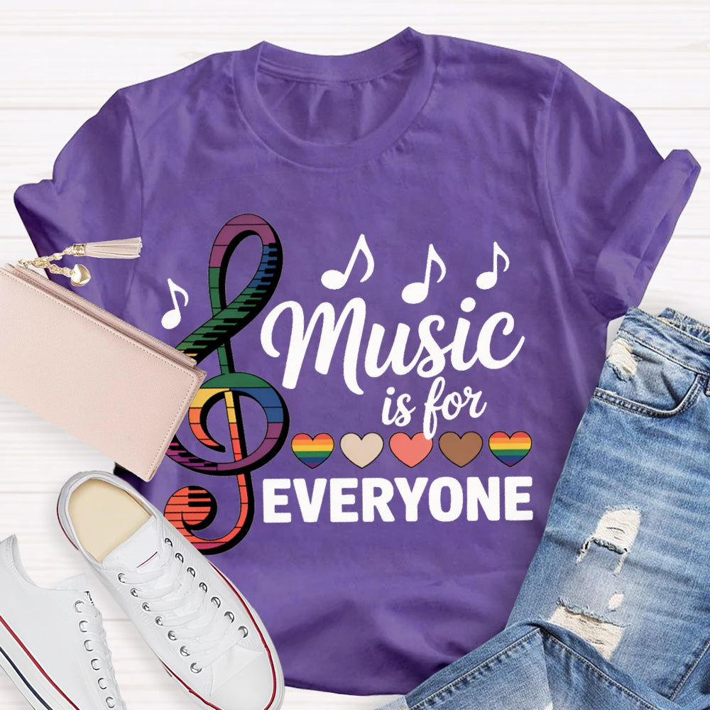 Music Is For Everyone Colorful Hearts And Musical Notes T-shirt