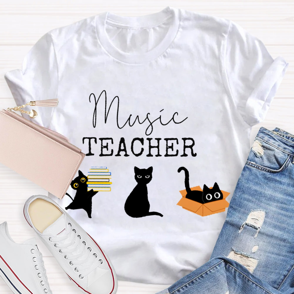 Black Cats Music Teacher T-shirt