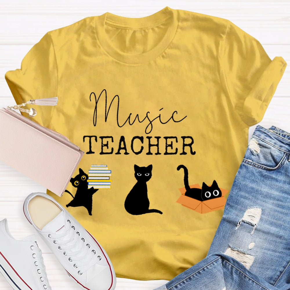 Black Cats Music Teacher T-shirt