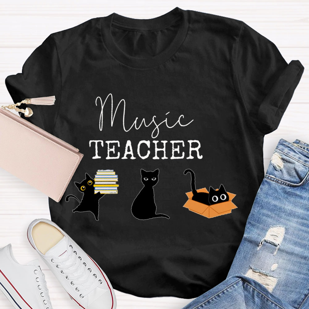 Black Cats Music Teacher T-shirt