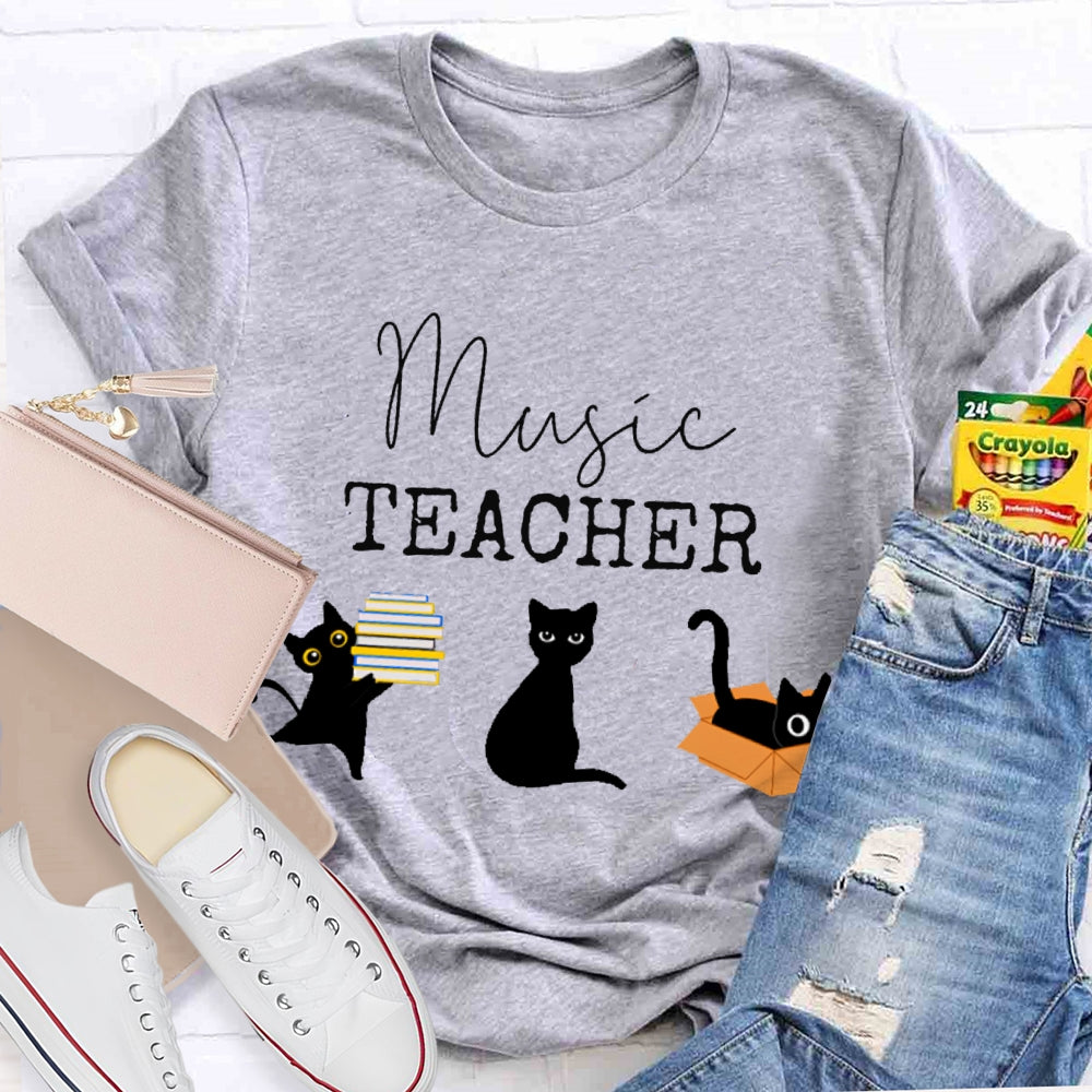 Black Cats Music Teacher T-shirt