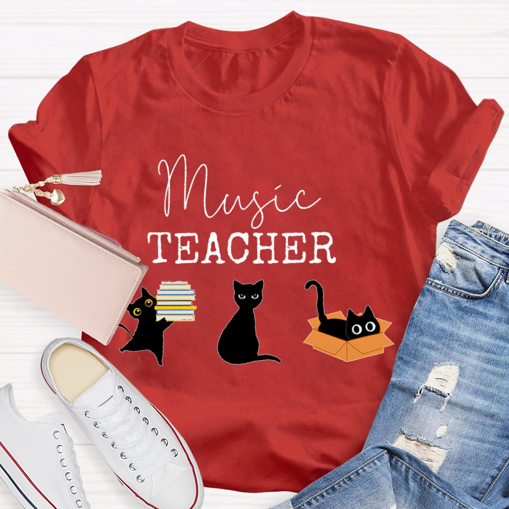 Black Cats Music Teacher T-shirt