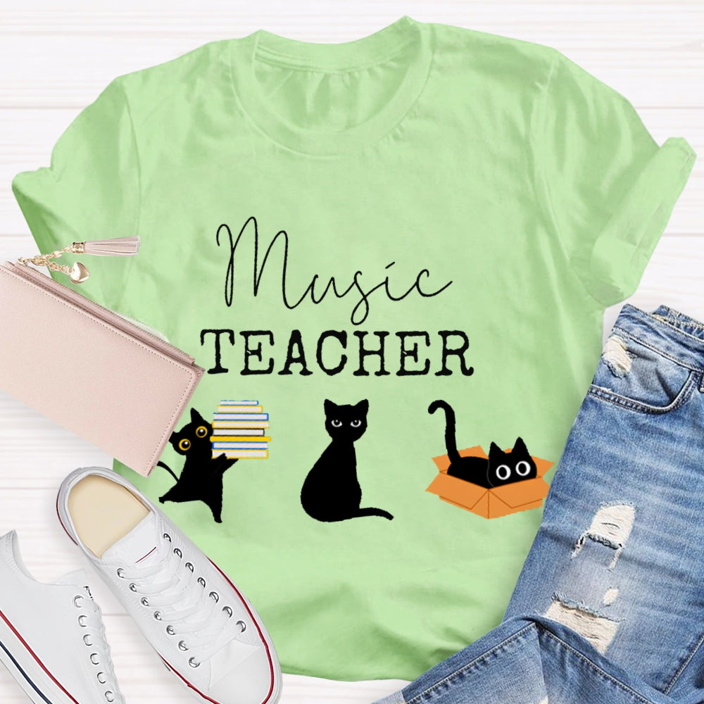Black Cats Music Teacher T-shirt