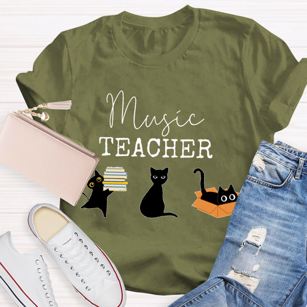 Black Cats Music Teacher T-shirt