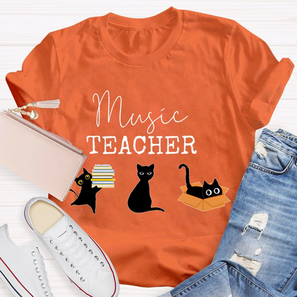 Black Cats Music Teacher T-shirt