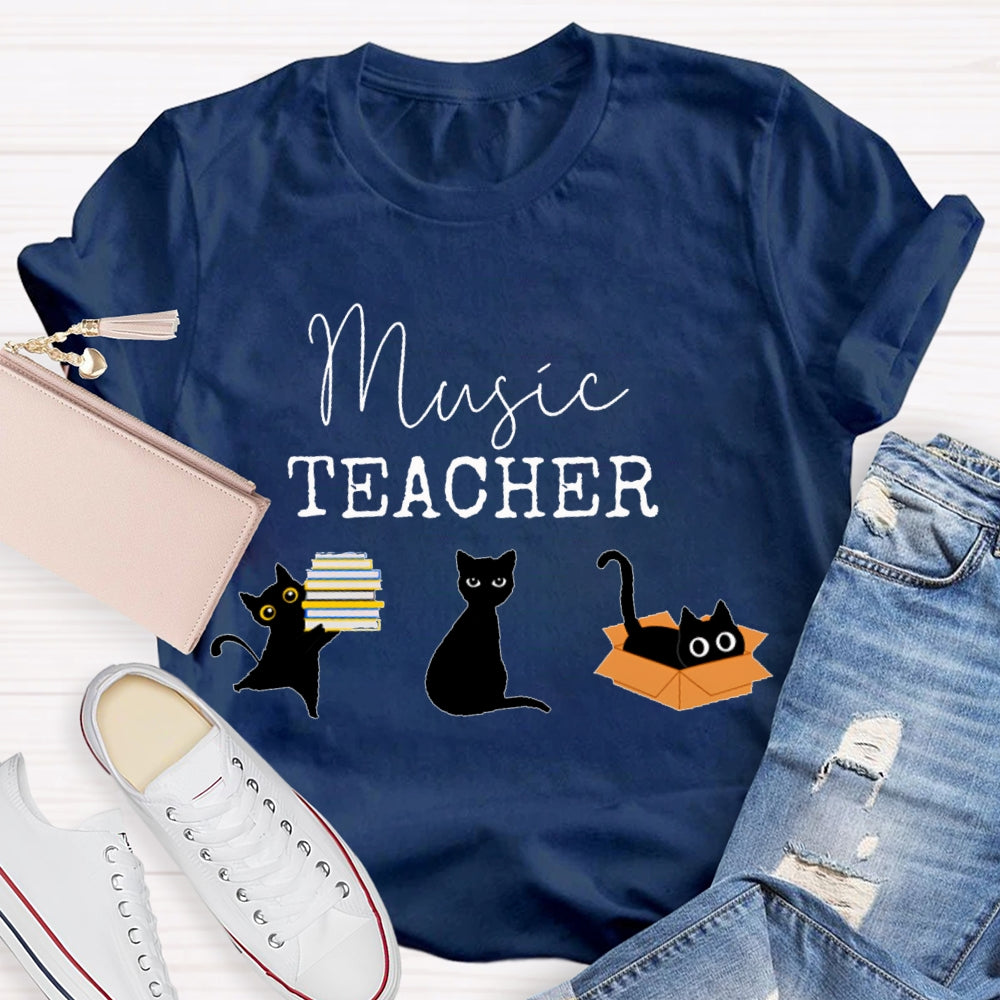 Black Cats Music Teacher T-shirt