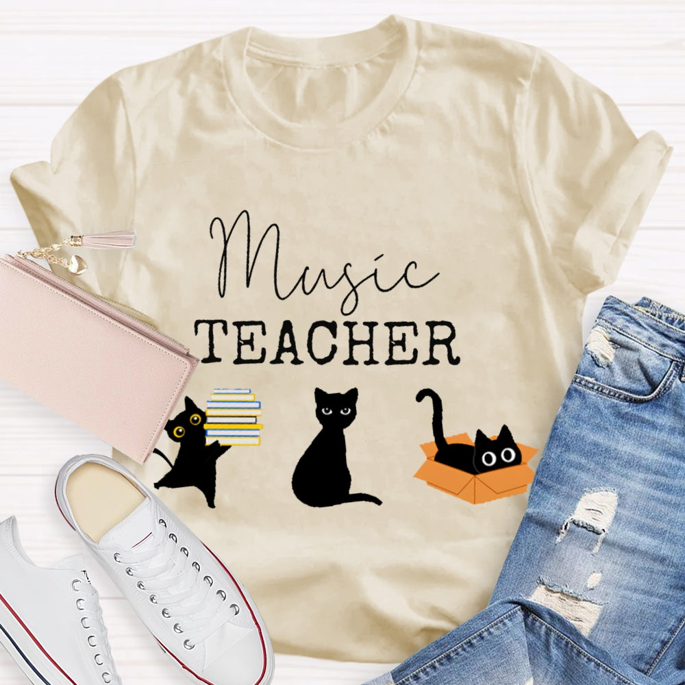 Black Cats Music Teacher T-shirt
