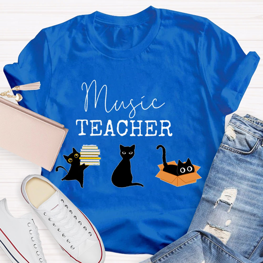 Black Cats Music Teacher T-shirt
