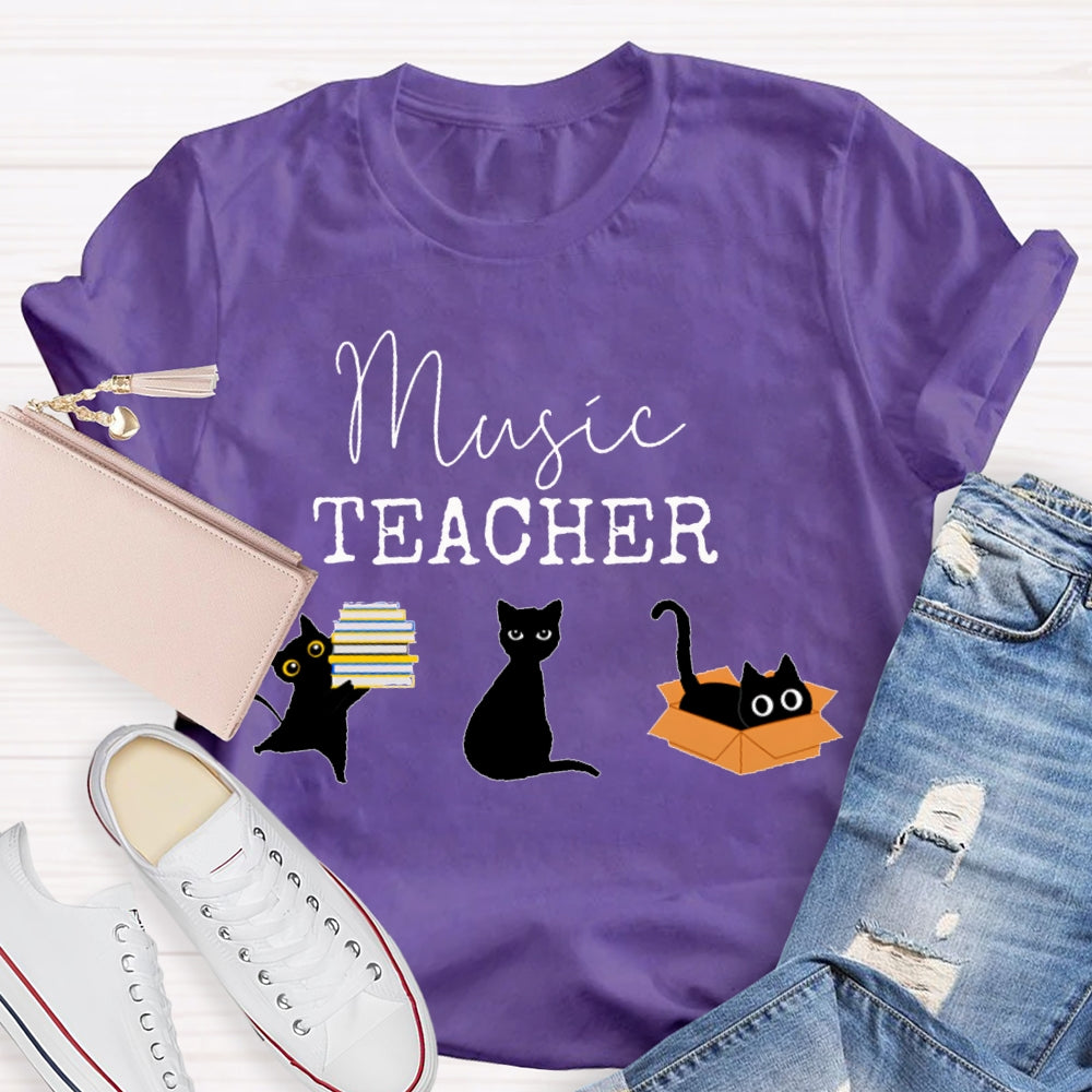 Black Cats Music Teacher T-shirt