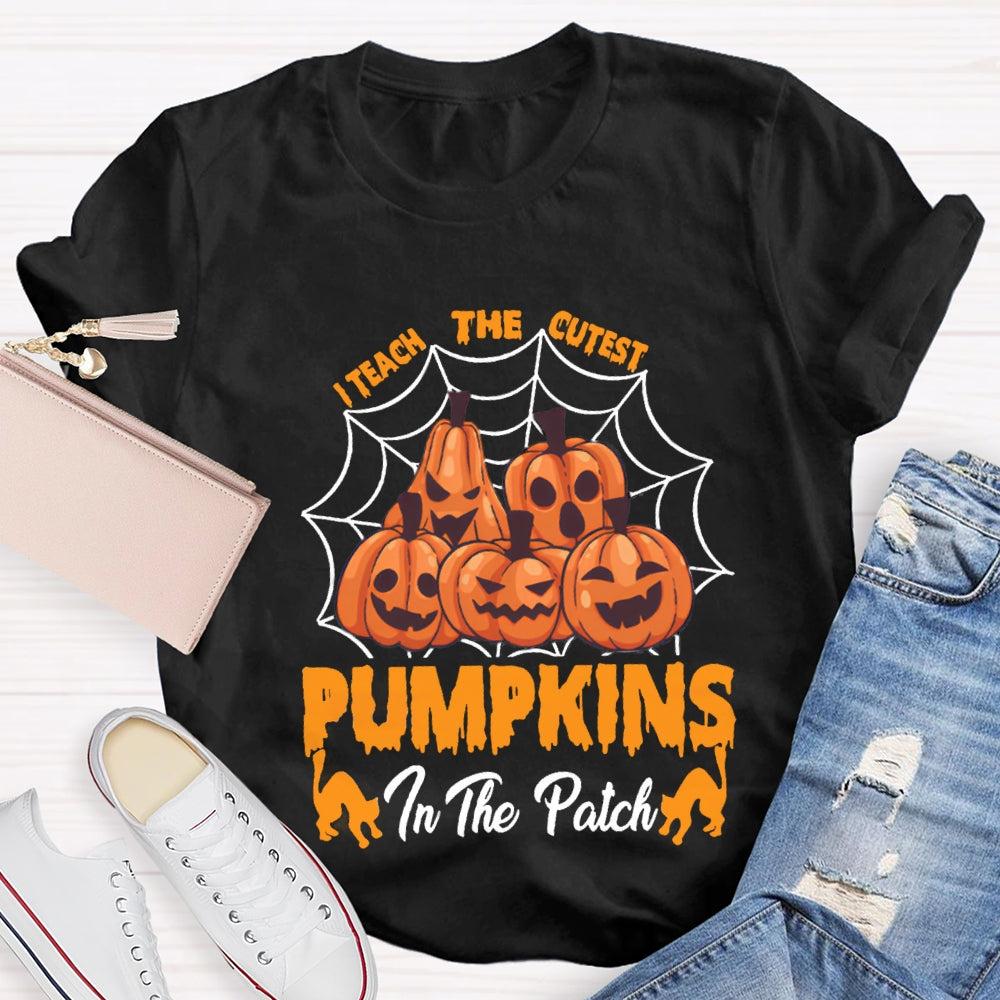 I Teach The Cutest Pumpkins Pumpkin Prints With Various Expressions T-Shirt
