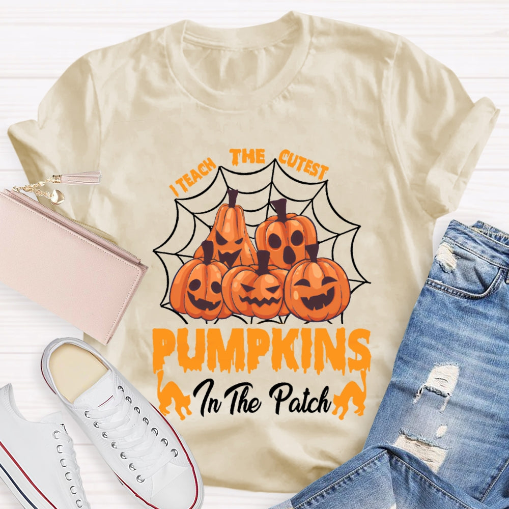 I Teach The Cutest Pumpkins Pumpkin Prints With Various Expressions T-Shirt