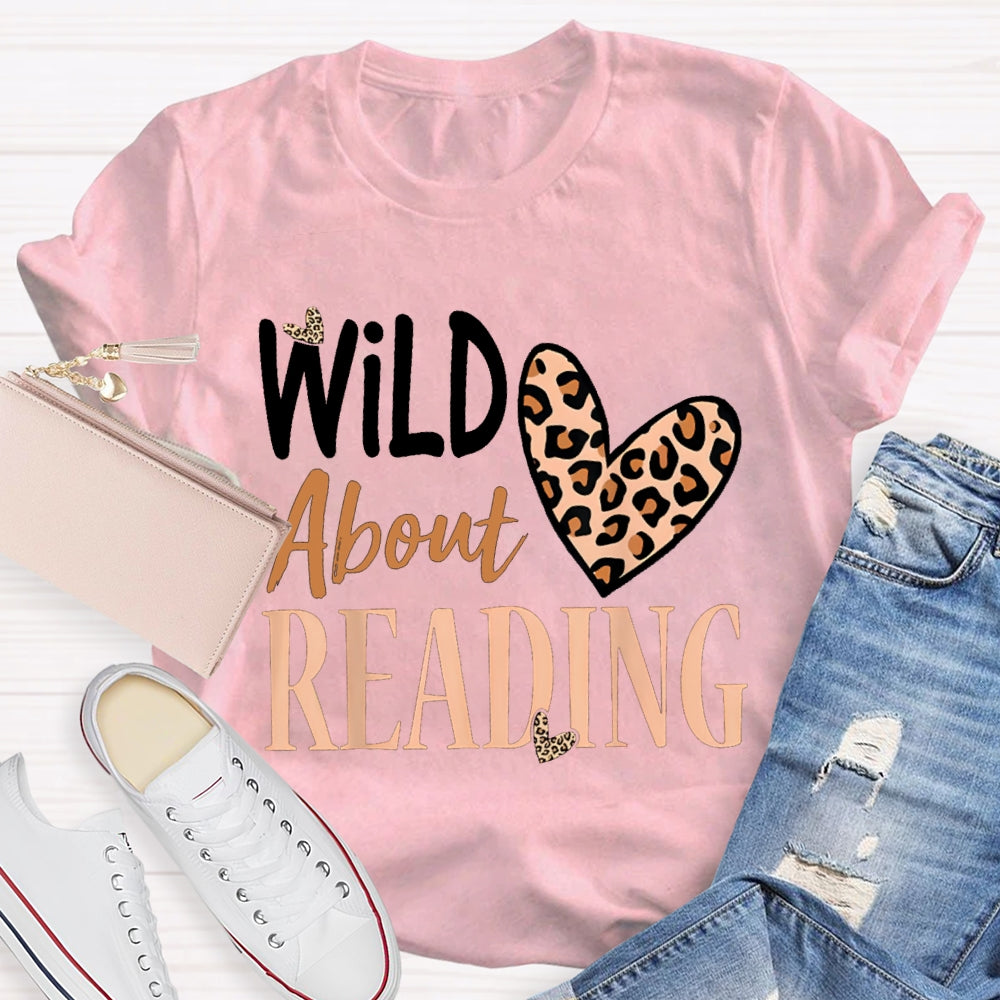 Wild About Reading Leopard Print Heart T-shirt