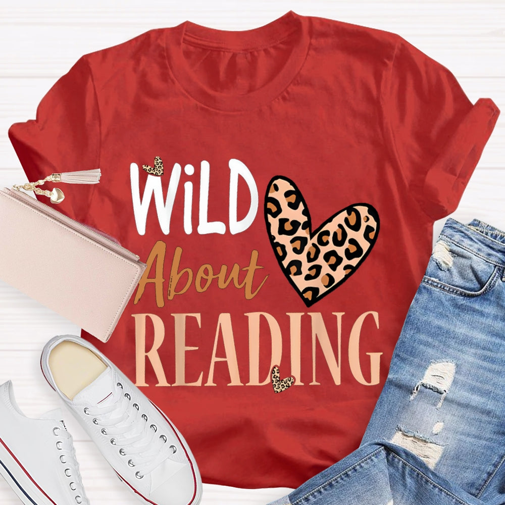 Wild About Reading Leopard Print Heart T-shirt