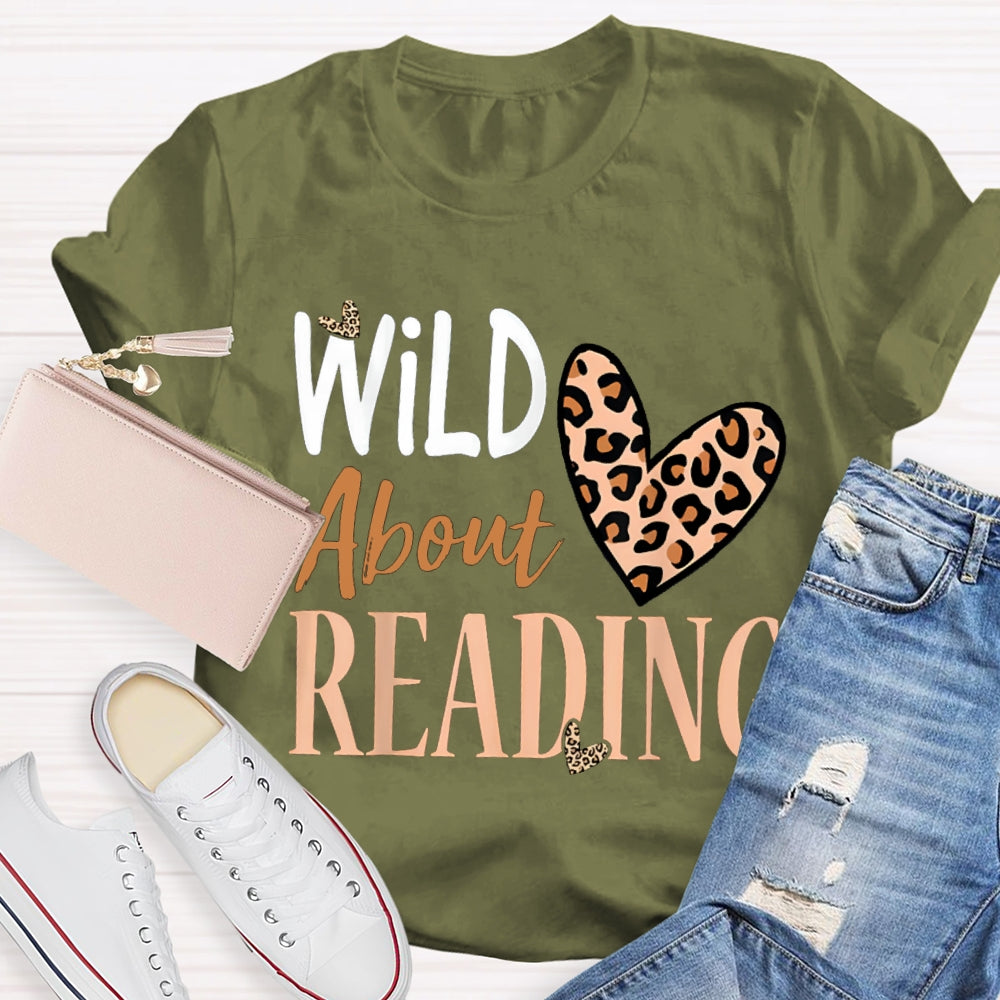 Wild About Reading Leopard Print Heart T-shirt
