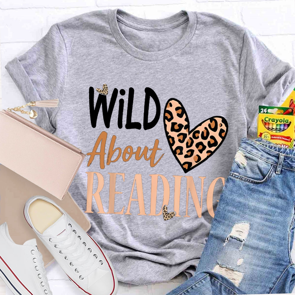 Wild About Reading Leopard Print Heart T-shirt