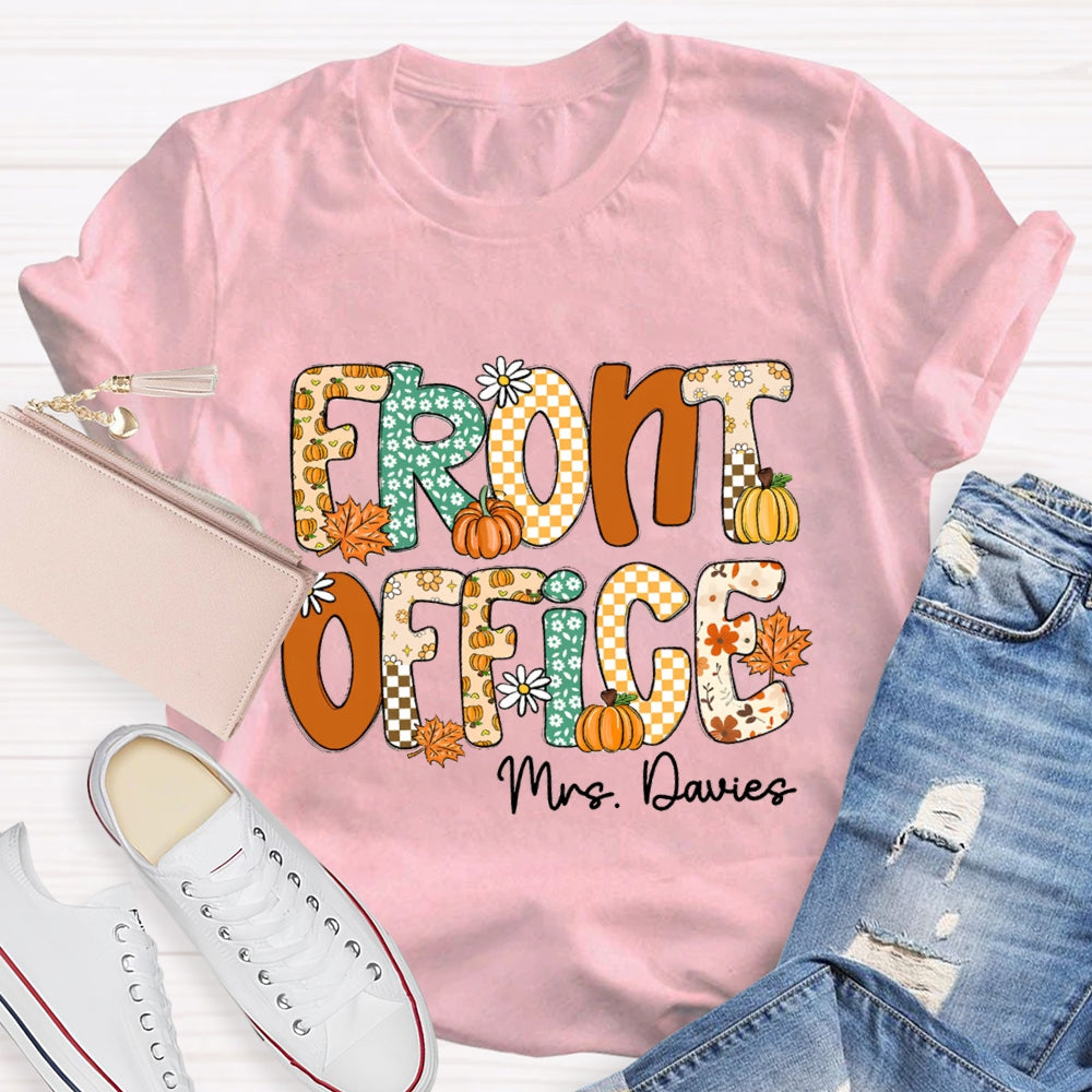 Personalized Name Front Office Pumpkin Season T-Shirt