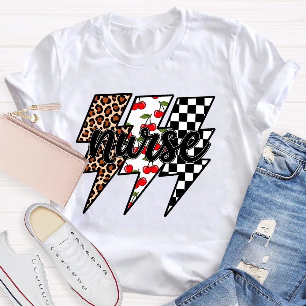 Nurse Lightning Leopard Print T-shirt