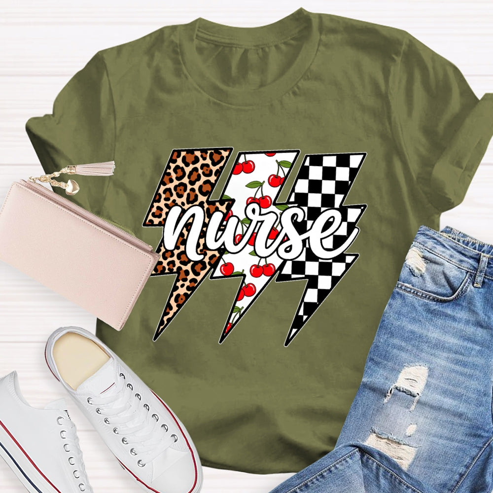 Nurse Lightning Leopard Print T-shirt