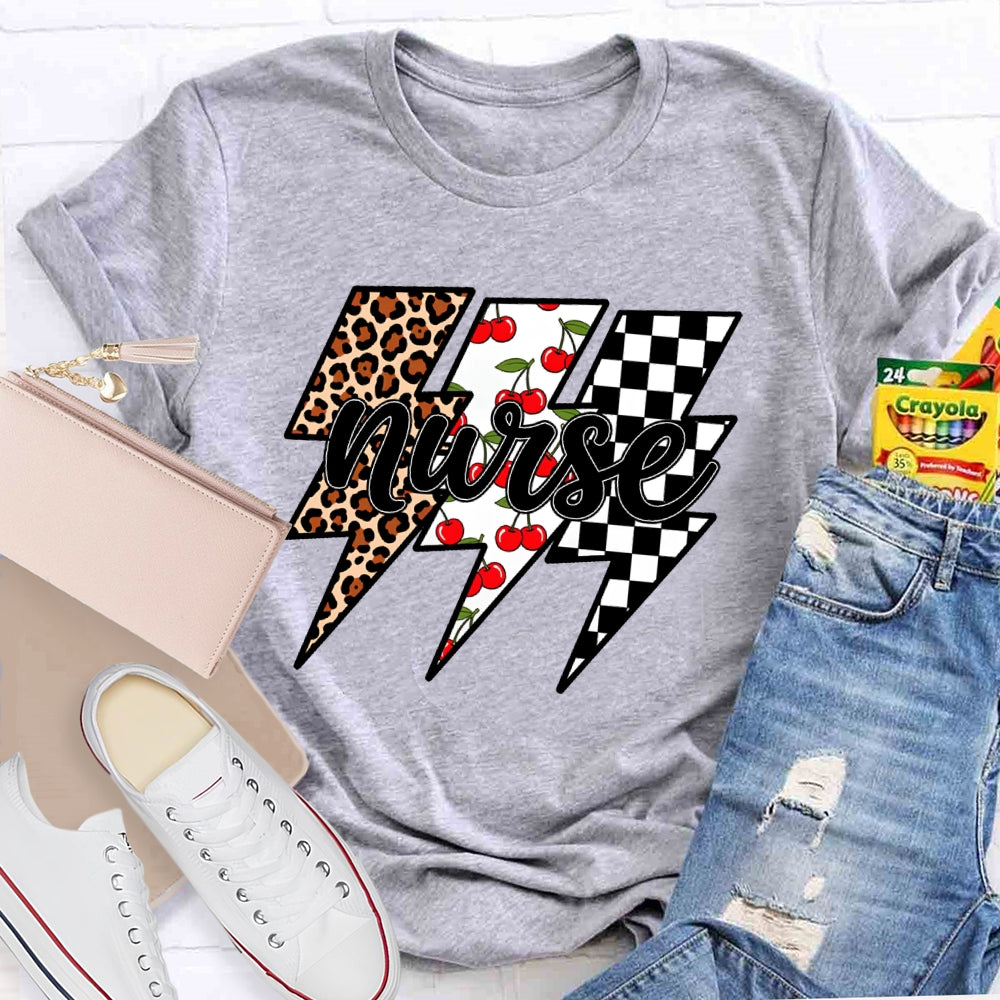 Nurse Lightning Leopard Print T-shirt