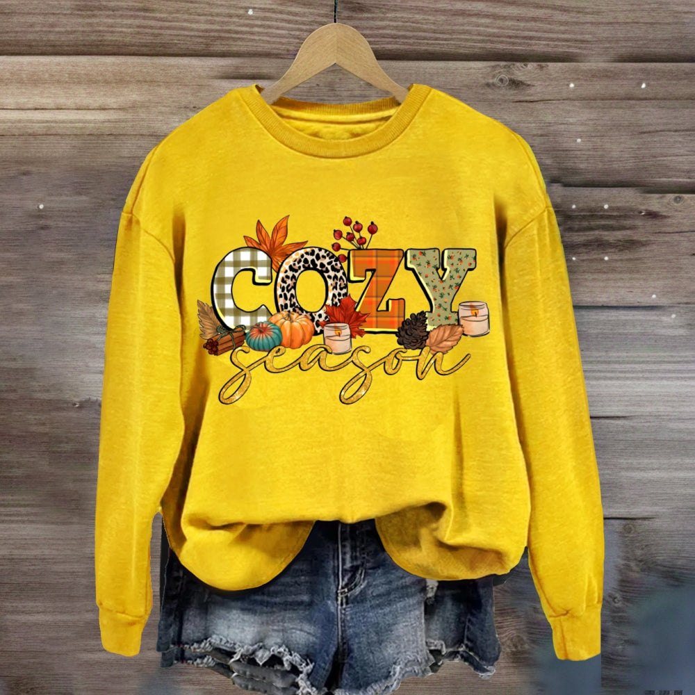 Cozy Season Checkered And Leopard Print Fonts sweatshirt