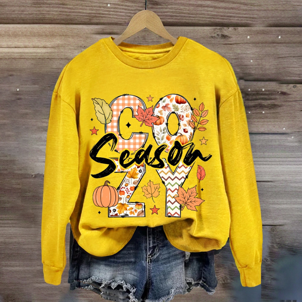 Cozy Season Pumpkins And Maple Leaves sweatshirt