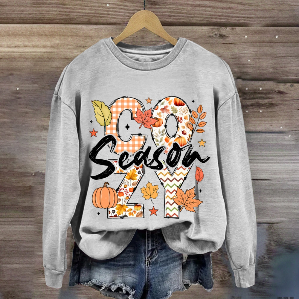 Cozy Season Pumpkins And Maple Leaves sweatshirt