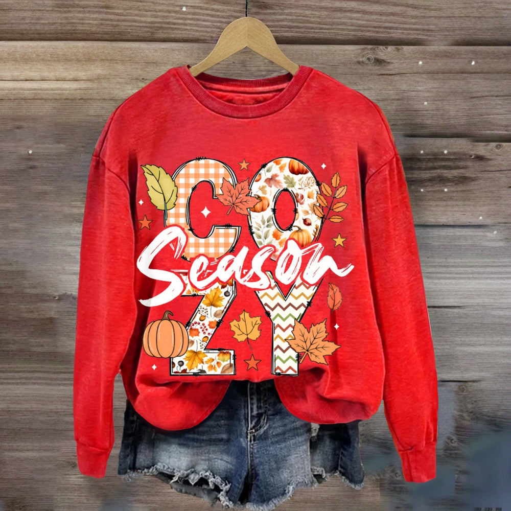 Cozy Season Pumpkins And Maple Leaves sweatshirt