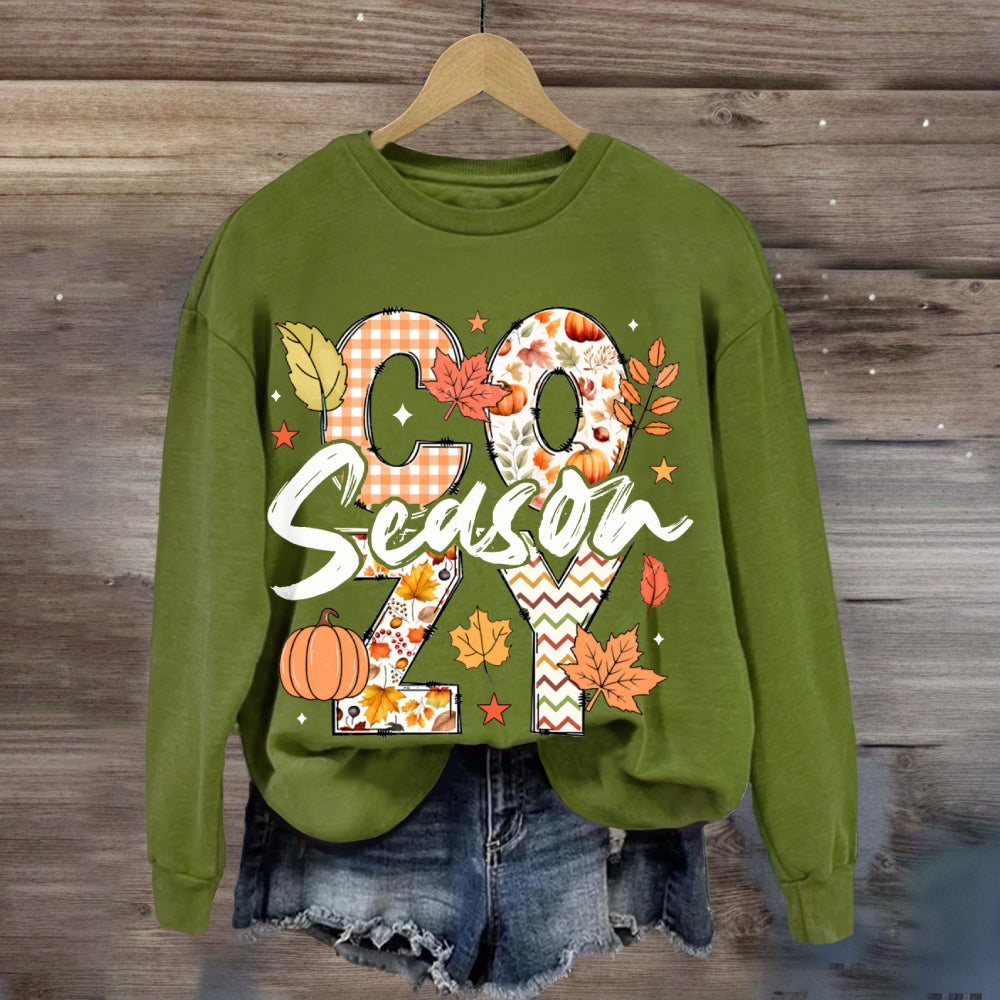 Cozy Season Pumpkins And Maple Leaves sweatshirt