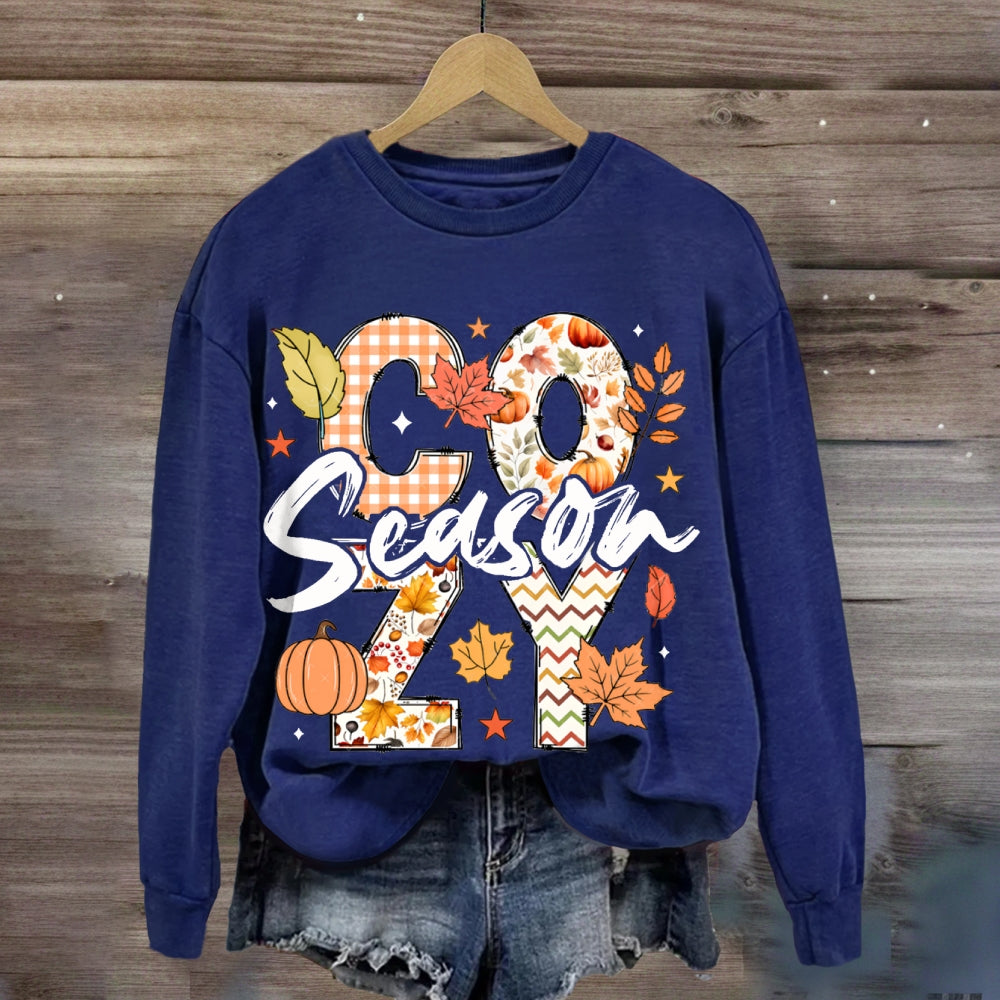 Cozy Season Pumpkins And Maple Leaves sweatshirt
