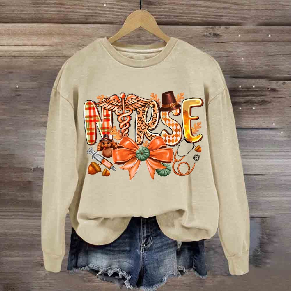 School Nurse Pumpkin Bow Halloween sweatshirt