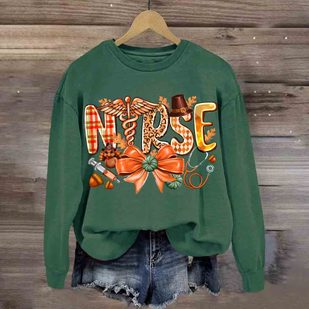 School Nurse Pumpkin Bow Halloween sweatshirt