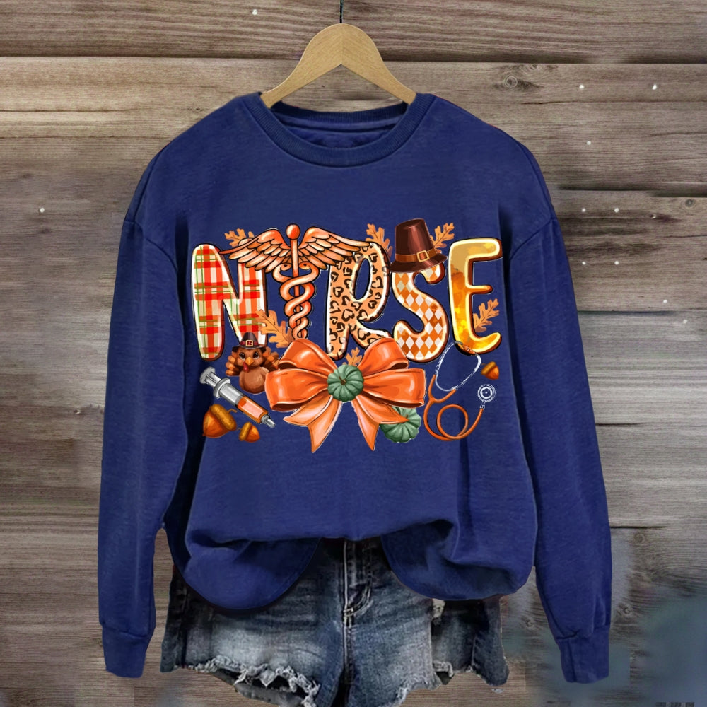 School Nurse Pumpkin Bow Halloween sweatshirt