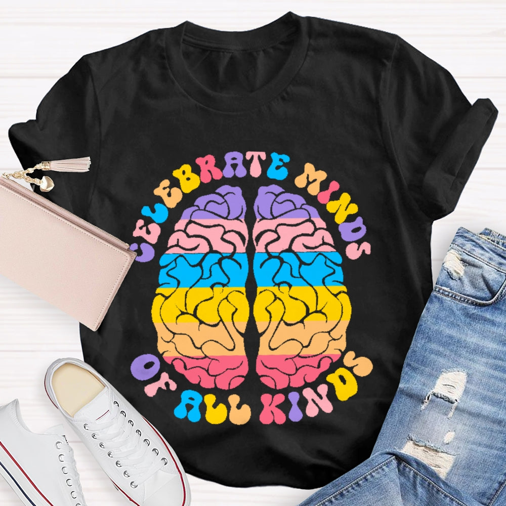 Celebrate Minds Of All Kinds Color Brain T-shirt