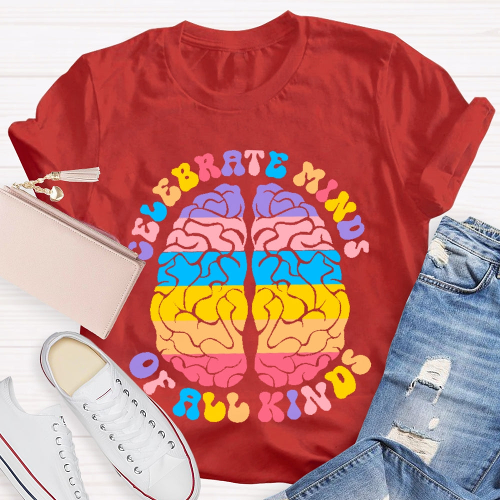Celebrate Minds Of All Kinds Color Brain T-shirt